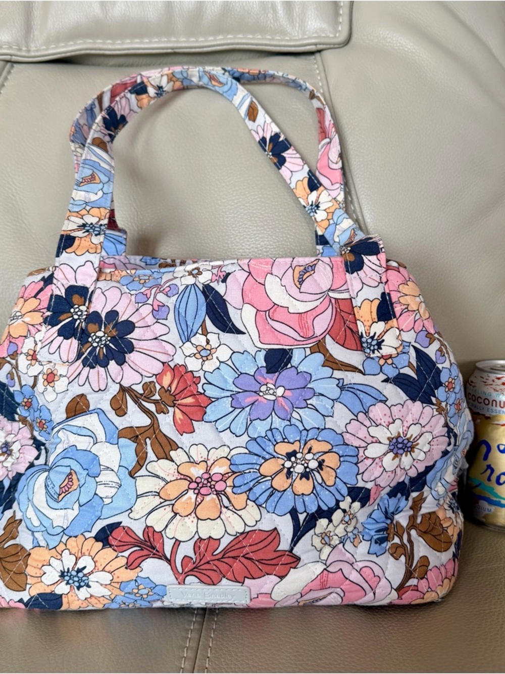 Vera Bradley Quilted Floral Tote in Pink Blue Peach